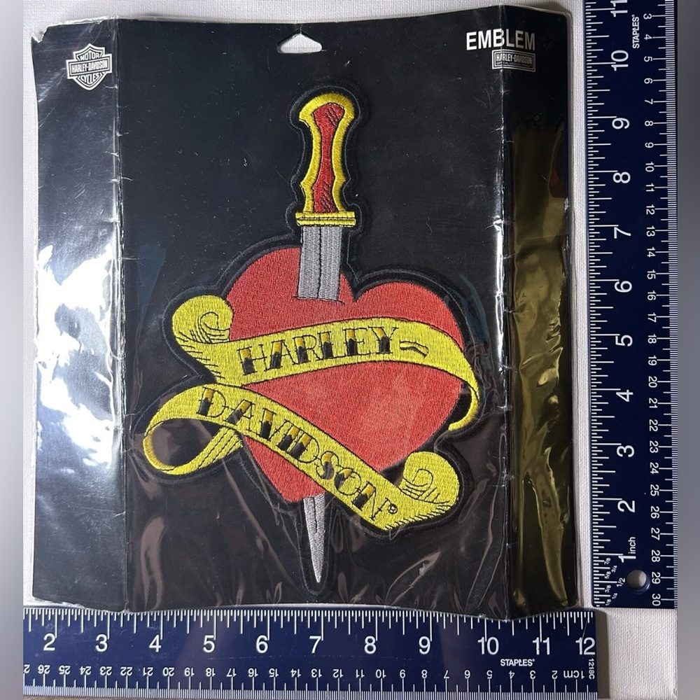 Authentic Vintage Harley-Davidson Heart Sword Banner Emblem LG Patch